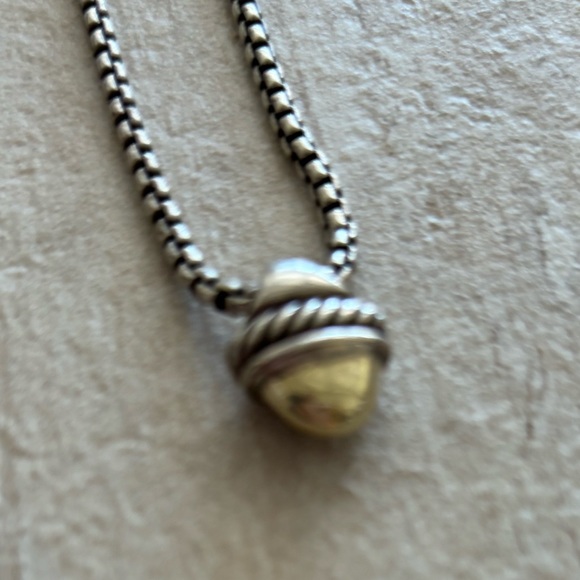 David Yurman 14K Gold & Sterling Silver Acorn silver chain Necklace - 16" - Picture 7 of 7